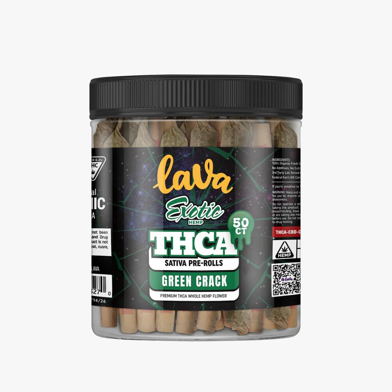 LAVA EXOTICS THCA PRE ROLLS 50CT JAR (1 GRAM EACH)